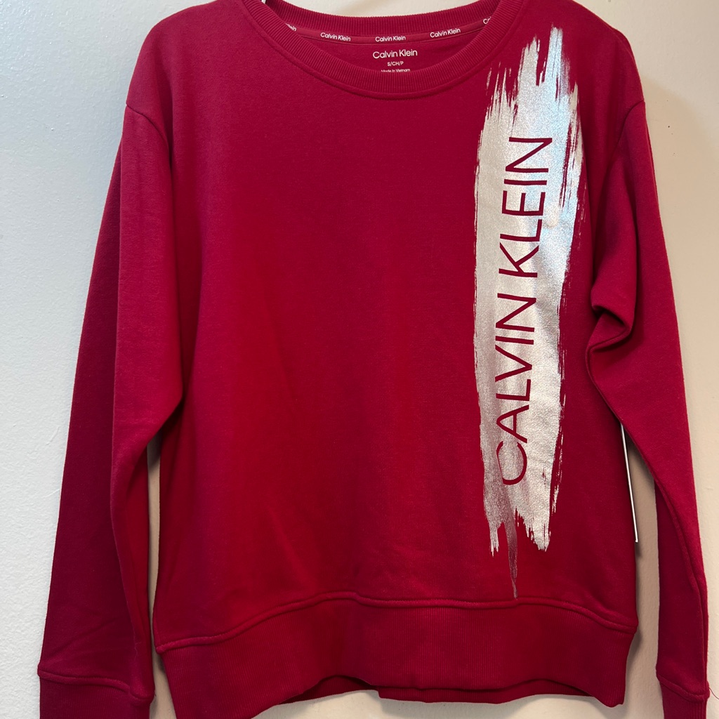 Calvin Klein Crimson Crewneck With Silver Logo
